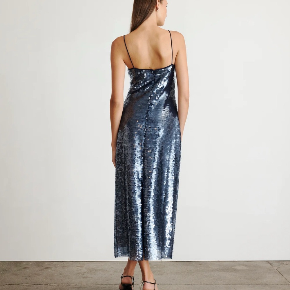 Tanya Taylor Blue Sequin Midi Lenox Dress - Picture 4 of 7